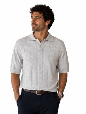 NWT Kinetix XL Cloud Grey 100% Cotton Knit Casual Luxury Polo Shirt Preppy